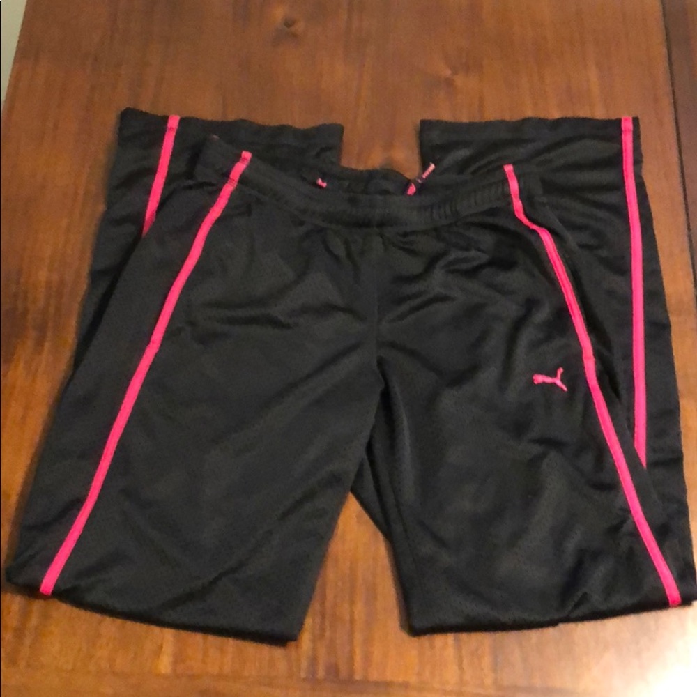 Black and Pink Puma track pants